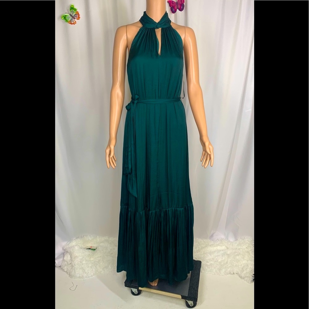 Banana Republic Green Satin Maxi Dress
